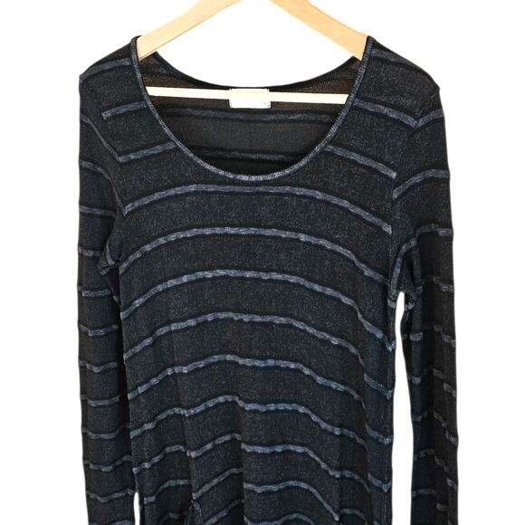 Allen Allen Black Striped Long Sleeve Tunic Shirt Dress Women's Small - Picture 2 of 6